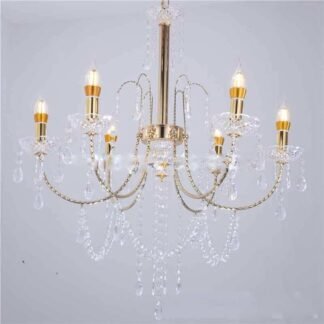Gold Chandelier light lighting led warm white crystals light weight metal acrylic