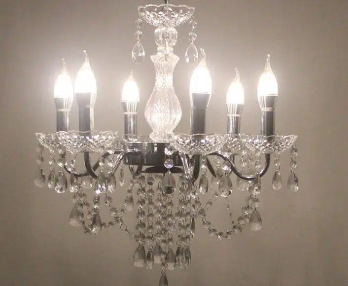 Silver Chandelier light lighting led warm white crystals light weight metal acrylic small
