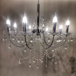 Silver Chandelier light lighting led warm white crystals light weight metal acrylic