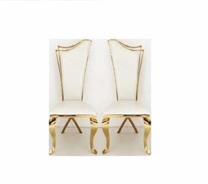 Gold Stainless Steel White Leather Guinivere Chair Set 1