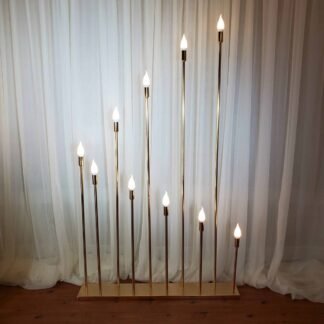 Gold Candle Stand graduated led 10 ten piece decor backdrop stage wedding party event decoration