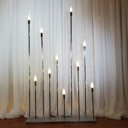 Silver Candle Stand graduated led 10 ten piece decor backdrop stage wedding party event decoration