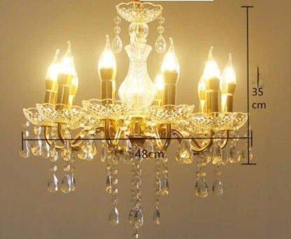 19" Gold 8 Arm Crystal Chandelier