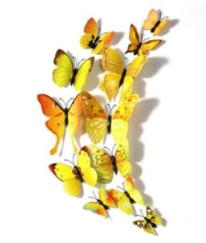 Butterfly Accent yellow magnetic plastic multiple sizes decor wedding party birthday event decoration butterflies
