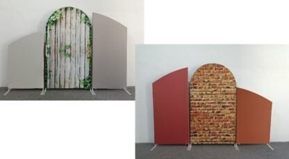 3pc Slanted Tension Backdrop Prints Brick/Wood Greenery(EFG) 1