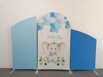 3pc Slanted Tension Backdrop Prints It's a Boy Baby Elephant Blue Balloons/It's a Girl Pink Flowers(EFG) 3