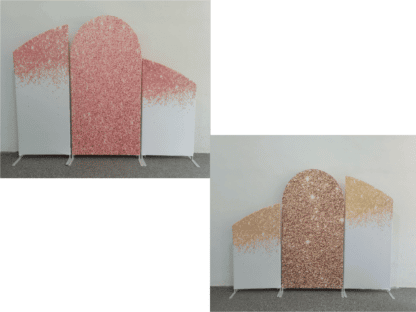 3pc Slanted Tension Backdrop Print Set Pink Glitter w/ Sparkles/Gold Glitter w/ Sparkles (EFG) 1