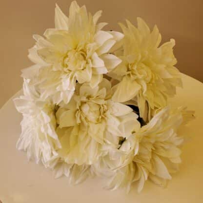 Ivory 7 Large Head Dahlia Bunch 1