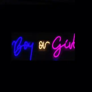 boy or girl neon led light sign lighting decor pink blue white baby shower gender reveal remote party