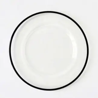 13" Clear Glass Black Edge Charger Plate 8/case