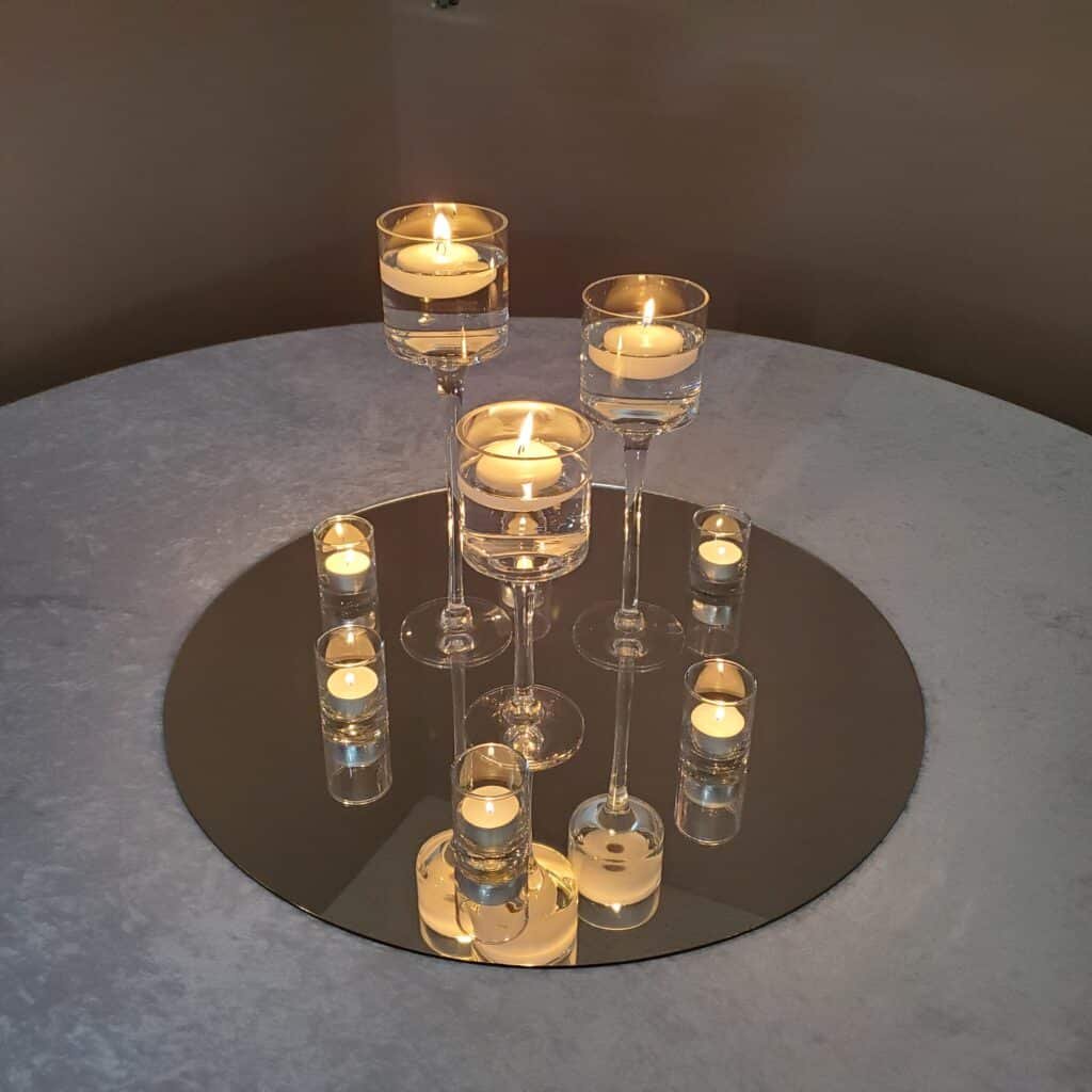 24" Silver Acrylic Round Table Top Mirror Calgary Event Wholesale