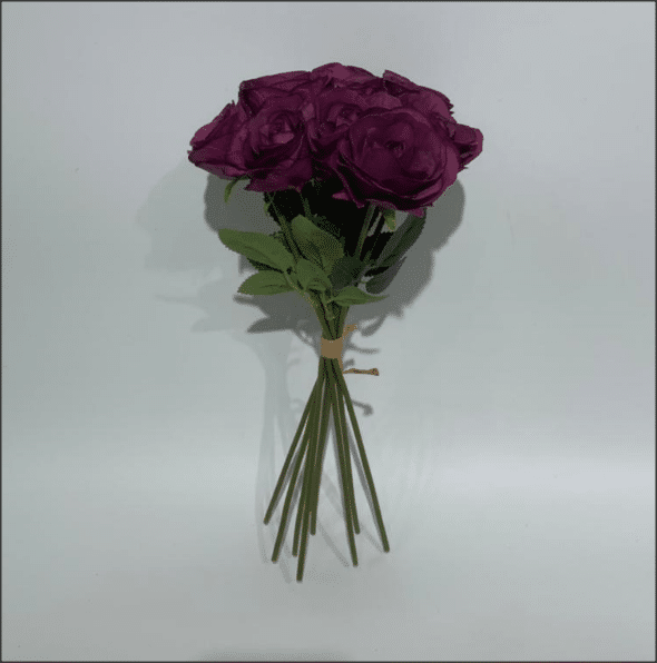 9 head tie bouquet dark purple rose bunch