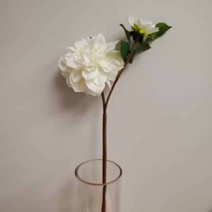 40cm White Single Stem Silk Dahlia 1