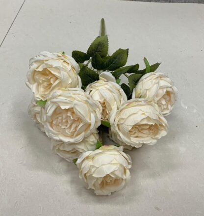9 Head Ivory Cabbage Rose Bunch 1