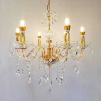 6 Arm 60cm Gold Glass Crystal Chandelier