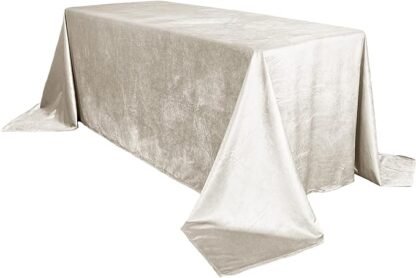 90"x156" Ivory Crushed Velvet Tablecloth 1