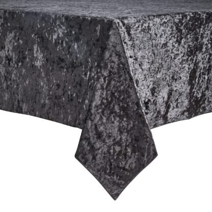 84"x108" Black Crushed Velvet Tablecloth 1