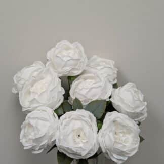 9 Head White Cabbage Rose