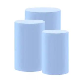 Light Blue Spandex Round Plinth Cover Set