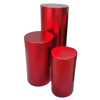 Red Metallic Round Plinth Cover Set