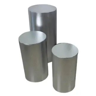 Silver Metallic Round Plinth Cover Set