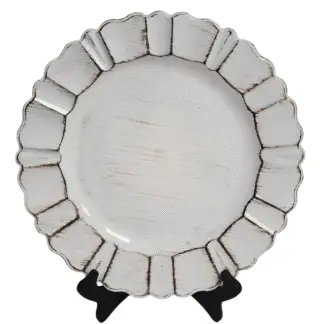 13" Acrylic Antique White Charger Plate - 25/Box