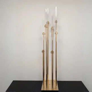 8pc Classic Gold Metal & Acrylic Candle Stand