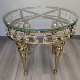 80cm Gold Round Cake Table - Glass Top & Metal Legs