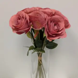 9pc Dusty Pink Single Stem Rose Bunch