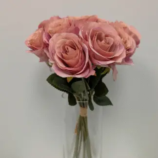 9pc Victorian Pink Single Stem Rose Bunch