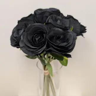 9pc Black Single Stem Rose Bunch