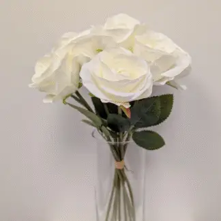 9pc White Single Stem Rose Bunch