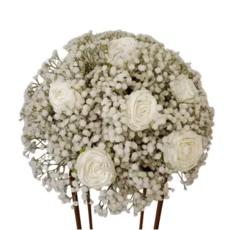 46cm White Babies Breath and Rose Flower Ball