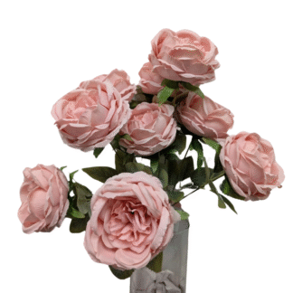 9 Head Pink Cabbage Rose Bunch