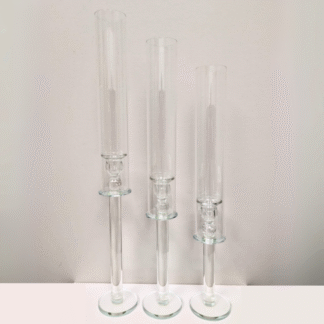 3pc Clear Glass Camilla Candle Holders - 4 sets/case
