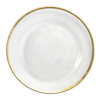 13" Clear Glass Champane Gold Edge Charger Plate 8/case