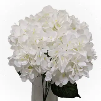 5 Head Small Petal White Hydrangea Bunch