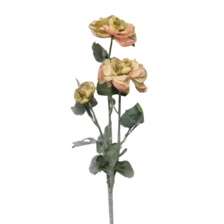 62cm 3 Head Autumn Pink Ranunculus