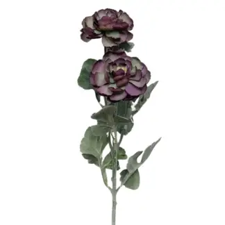 62cm 3 Head Autumn Purple Ranunculus