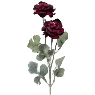 62cm 3 Head Burgundy Ranunculus