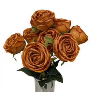10 Head Burnt Orange Rose Bunch