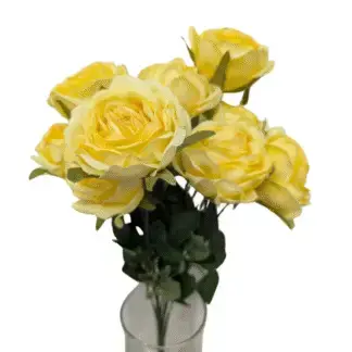 10 Head Lemon Yellow Rose Bunch