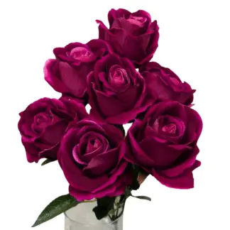 7 Head Deep Pink Velvet Rose Bunch