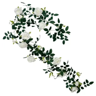 170cm White Large Bloom Spray Rose Garland