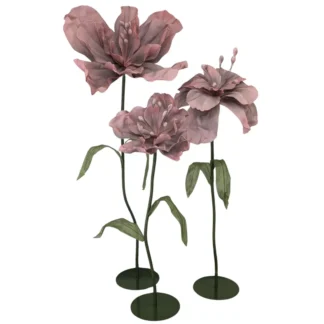 3pc Set Autumn Pink Giant EVA Flowers w/ Base
