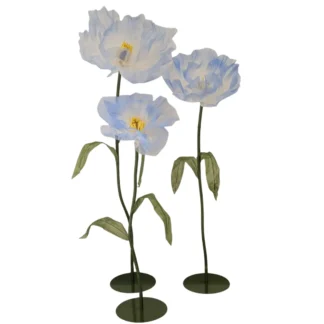 3pc Set Lt. Blue Giant Organza Flowers w/ Base