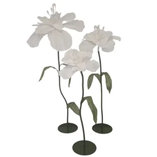 3pc Set White Giant EVA Flowers w/ Base