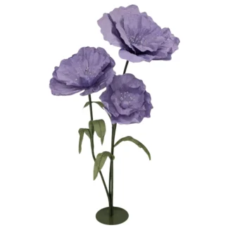 3pc Set Lavender Giant Paper Flowers w/ Base