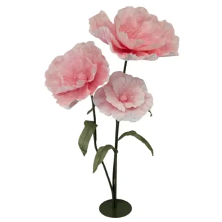 3pc Set Pink Giant Paper Flowers w/ Base