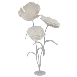 3pc Set White Giant Paper Flowers w/ Base